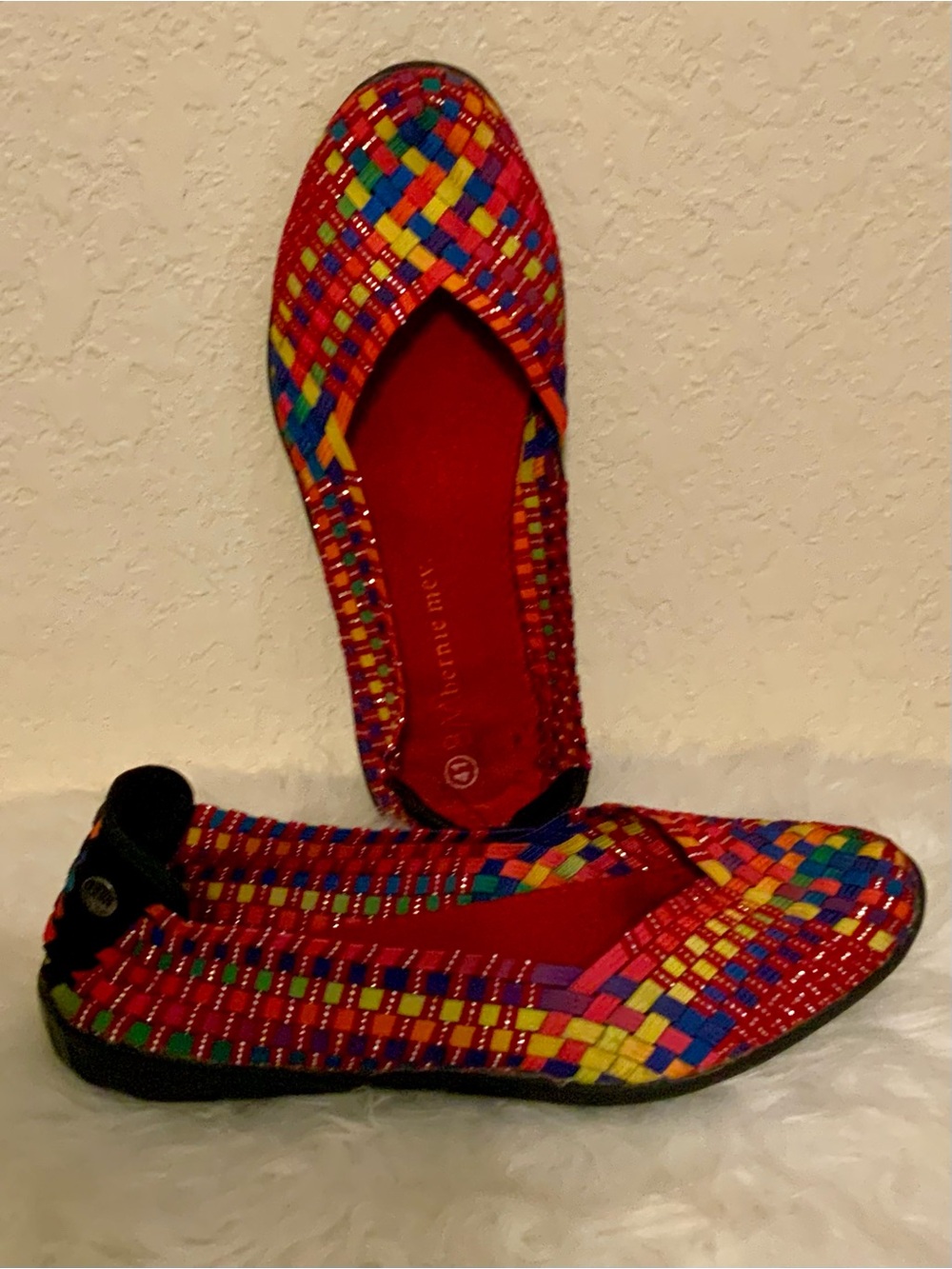 bernie mev. Multicolor Woven Ballet Flats - Red Dominant, size 9.5 Quirky Boho